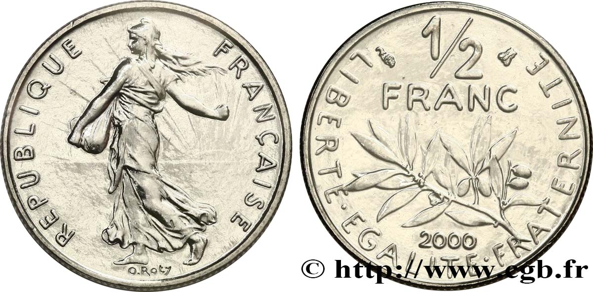 1/2 franc Semeuse, Brillant Universel 2000 Pessac F.198/43 MS 