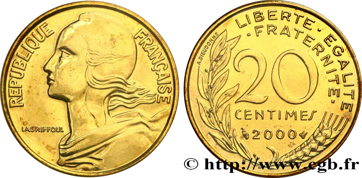 20 centimes Marianne, Brillant Universel 2000 Pessac F.156/45 FDC 