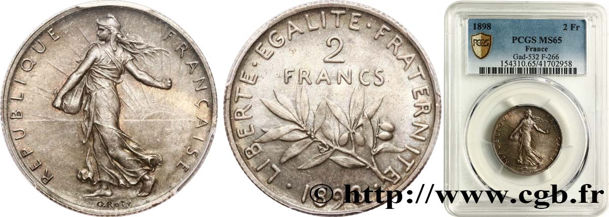 2 francs Semeuse 1898  F.266/1 ST65 PCGS