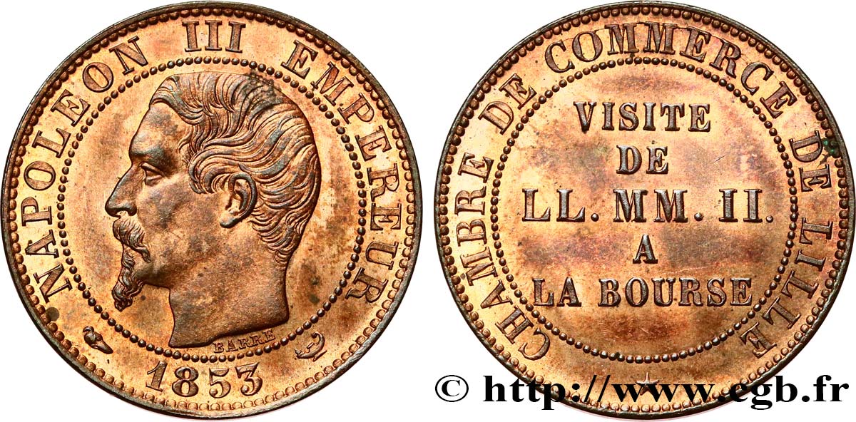 Module de cinq centimes, Visite impériale à Lille les 23 et 24 septembre 1853 1853 Lille VG.3367  SPL63 