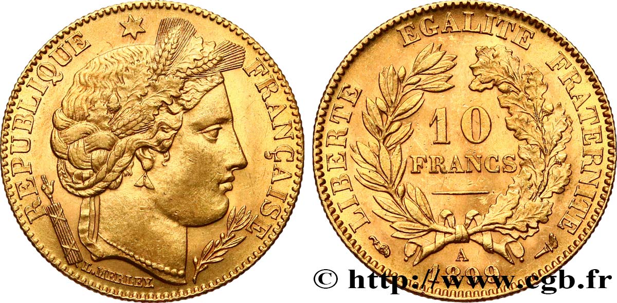 10 francs or Cérès, Troisième République 1899 Paris F.508/5 VZ61 