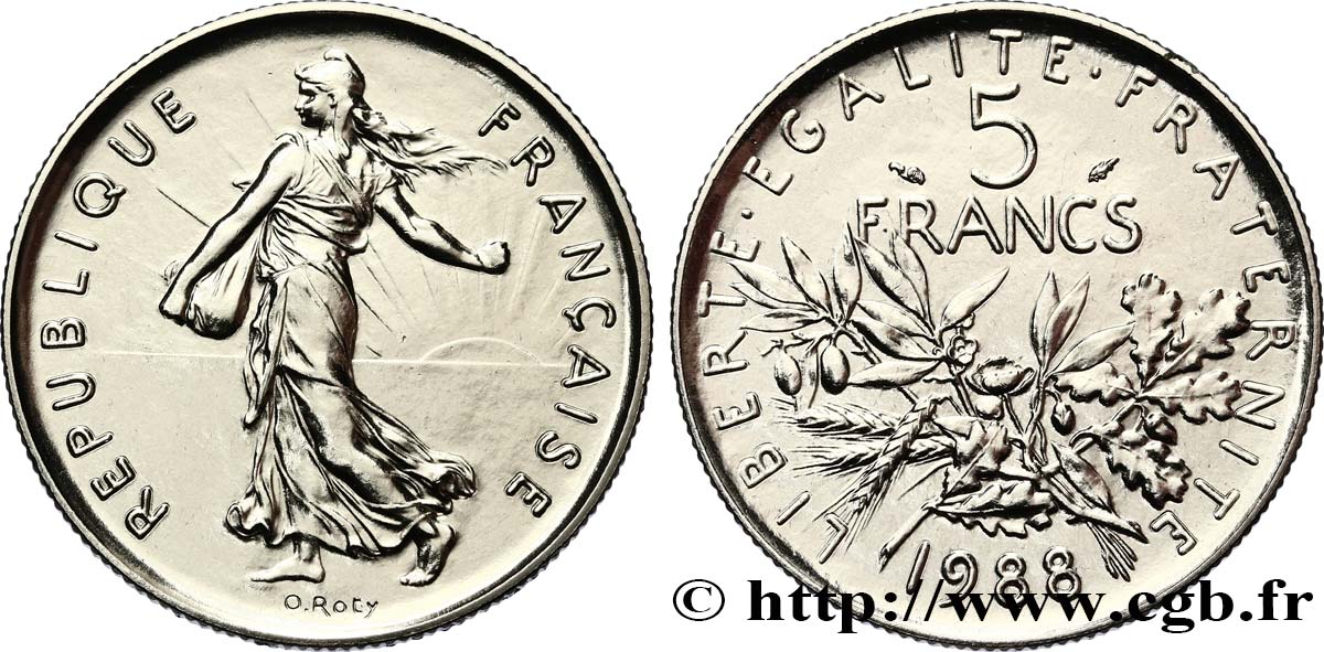 5 francs Semeuse, nickel 1988 Pessac F.341/20 ST 