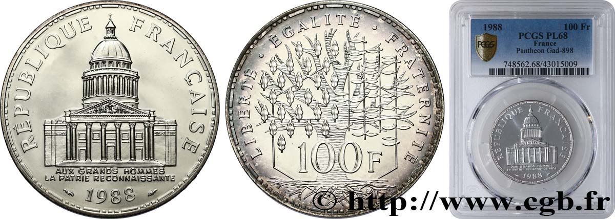 100 francs Panthéon 1988  F.451/8 MS68 PCGS