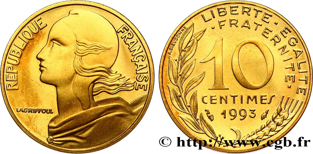 10 centimes Marianne, BE (Belle Épreuve) 1993 Pessac F.144/35 var. MS 