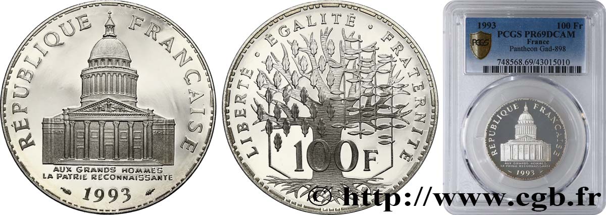 100 francs Panthéon, Belle Épreuve 1993  F.451/14 ST69 PCGS