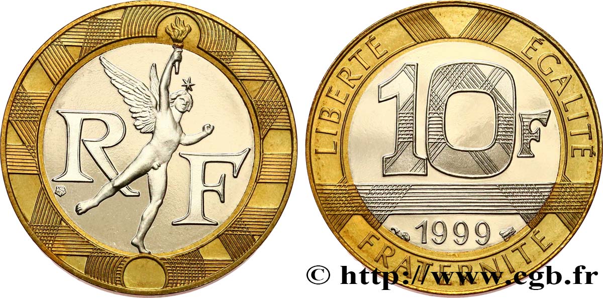 10 francs Génie de la Bastille, BE (Belle Épreuve) 1999 Pessac F.375/16 var. FDC 