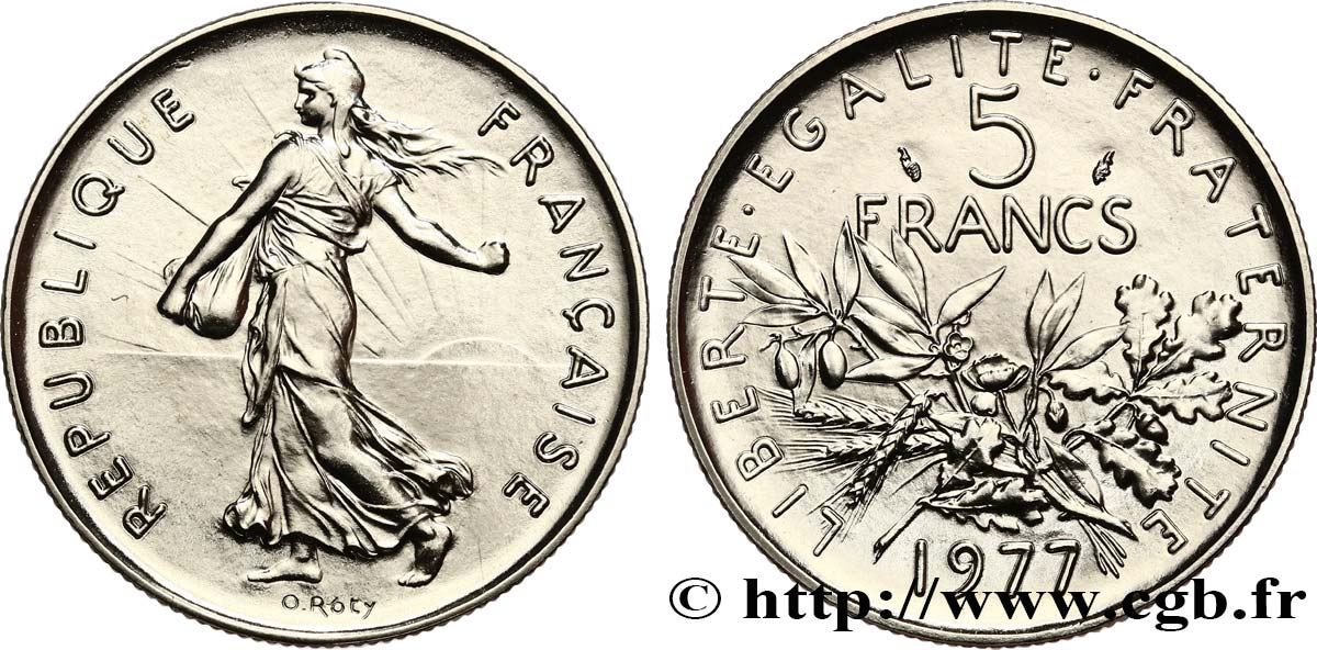 5 francs Semeuse, nickel 1977 Pessac F.341/9 FDC 