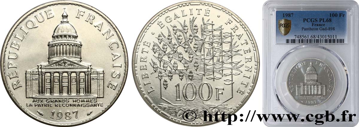 100 francs Panthéon 1987  F.451/7 ST68 PCGS