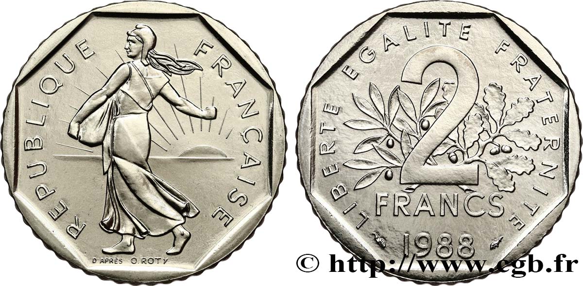 2 francs Semeuse, nickel 1988 Pessac F.272/12 MS 