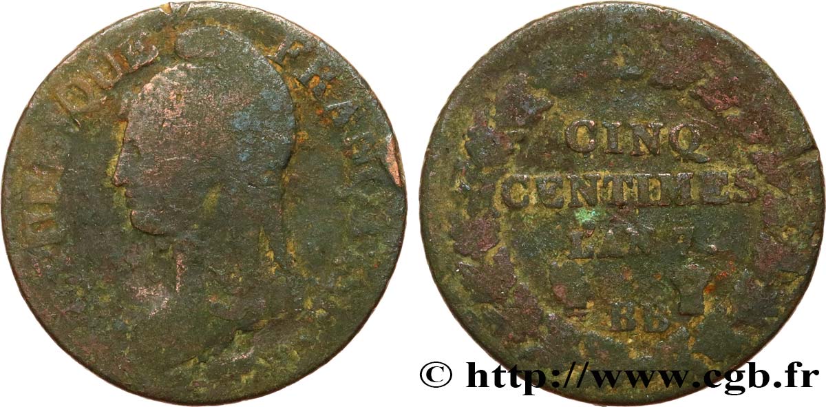 Cinq centimes Dupré, grand module 1799 Strasbourg F.115/58 RC 