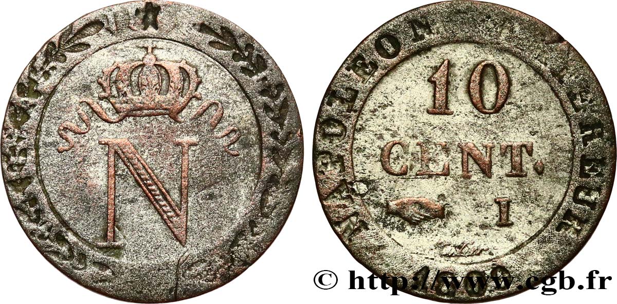10 cent. à l N couronnée 1809 Limoges F.130/15 BC+ 