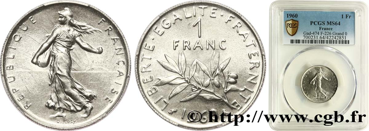 1 franc Semeuse, nickel 1960 Paris F.226/5 MS64 PCGS