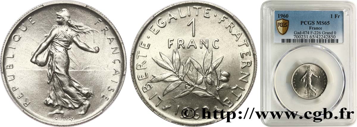 1 franc Semeuse, nickel 1960 Paris F.226/5 FDC65 PCGS