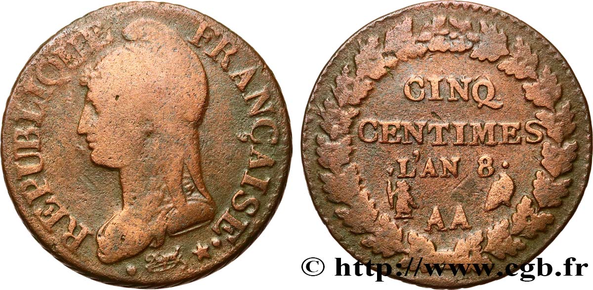 Cinq centimes Dupré, grand module 1800 Metz F.115/102 B+ 