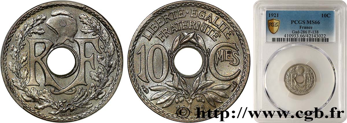 10 centimes Lindauer 1921  F.138/5 MS66 PCGS