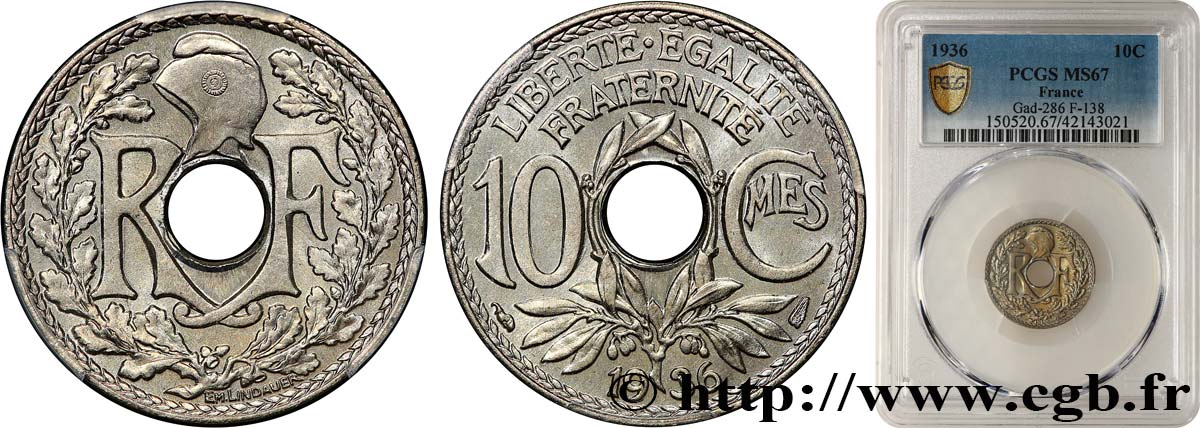 10 centimes Lindauer 1936  F.138/23 MS67 PCGS