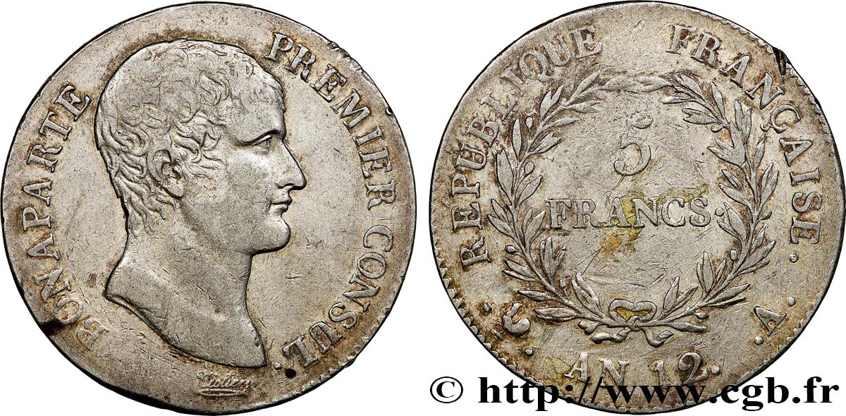 5 francs Bonaparte Premier Consul 1804 Paris F.301/9 BC+ 