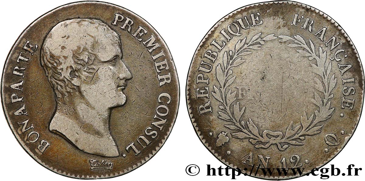 5 francs Bonaparte Premier Consul 1804 Perpignan F.301/23 VG10 