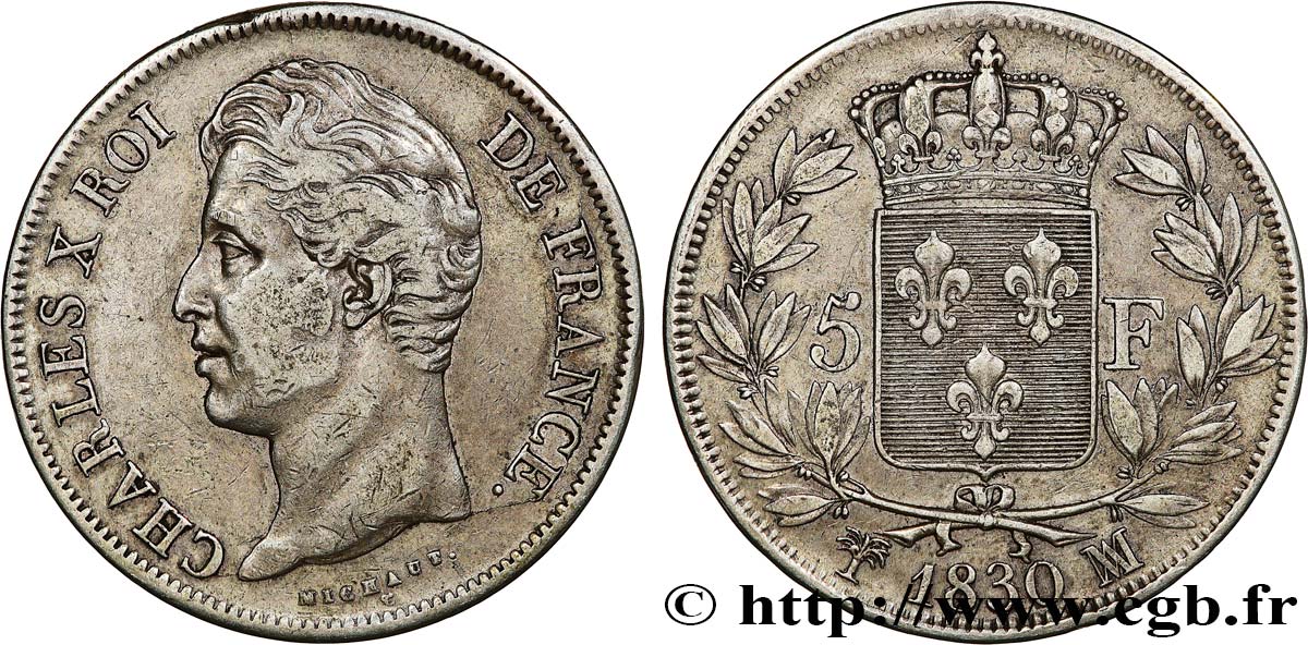 5 francs Charles X, 2e type 1830 Marseille F.311/49 MBC45 