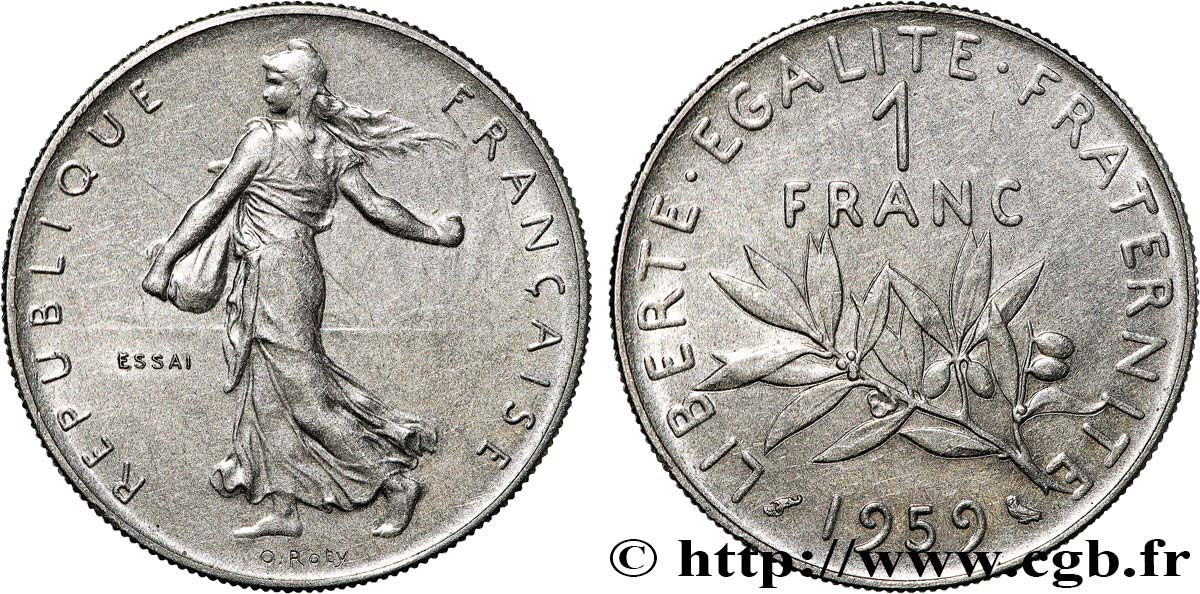 Essai de 1 franc Semeuse, nickel 1959 Paris F.226/3 SUP62 