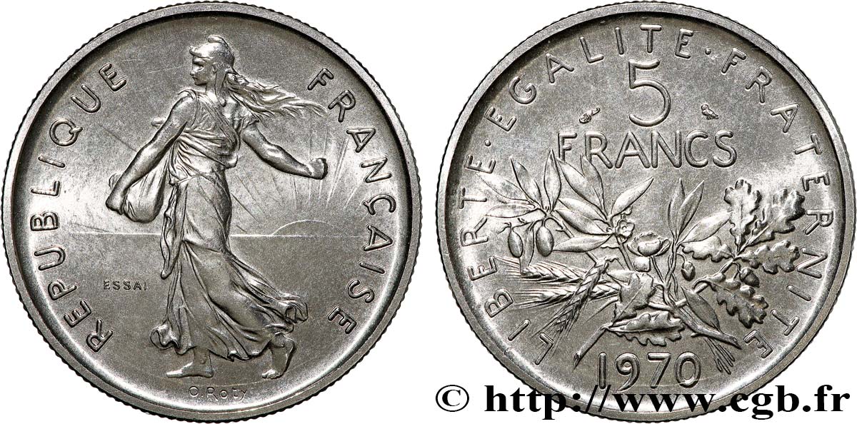 Essai de 5 francs Semeuse, nickel 1970 Paris F.341/1 SPL64 