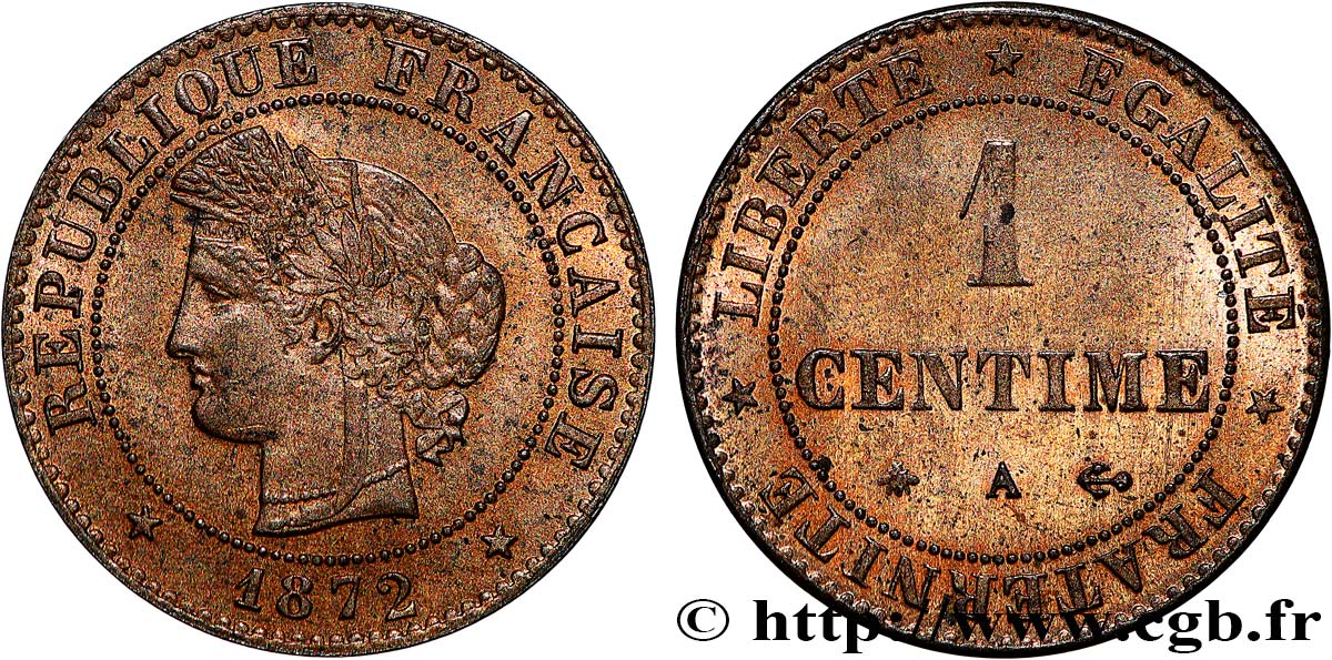 1 centime Cérès 1872 Paris F.104/1 SUP62 
