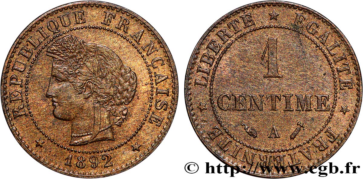 1 centime Cérès 1892 Paris F.104/19 SUP60 