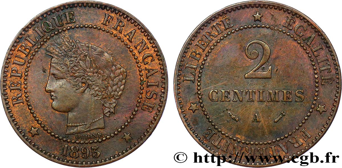 2 centimes Cérès 1895 Paris F.109/21 TTB 
