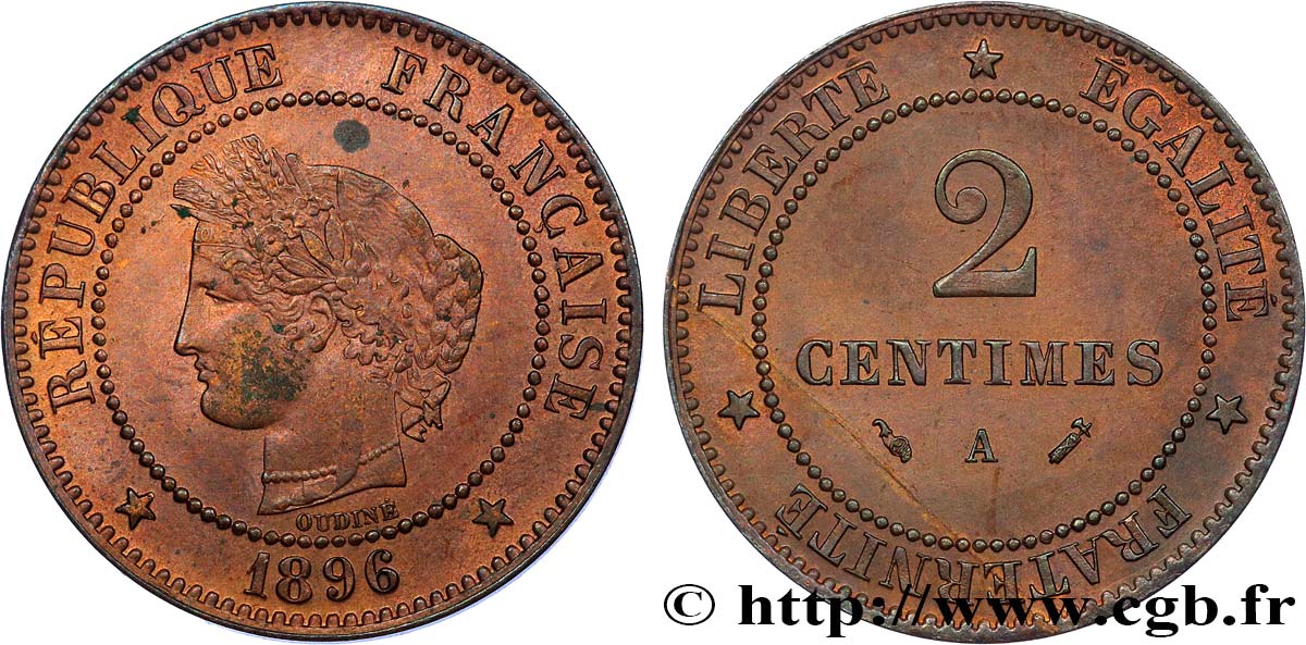 2 centimes Cérès 1896 Paris F.109/22 AU 
