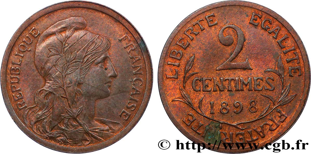 2 centimes Daniel-Dupuis 1898  F.110/1 SPL55 