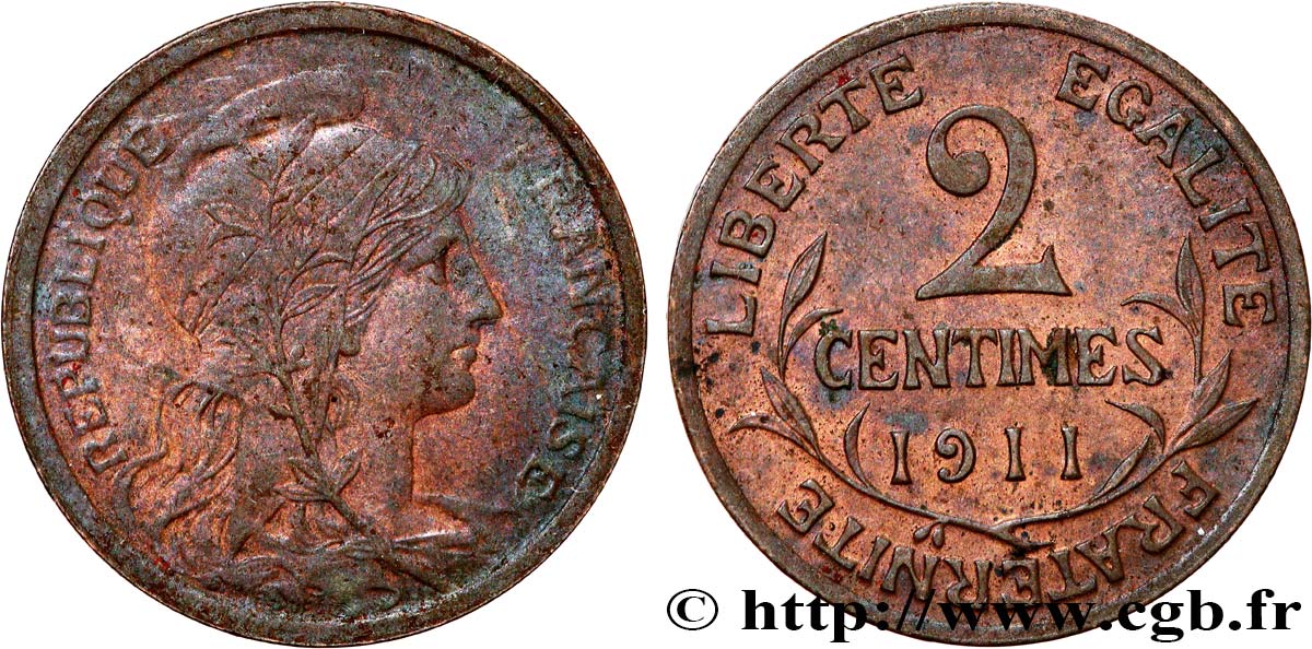 2 centimes Daniel-Dupuis 1911 Paris F.110/14 MBC+ 