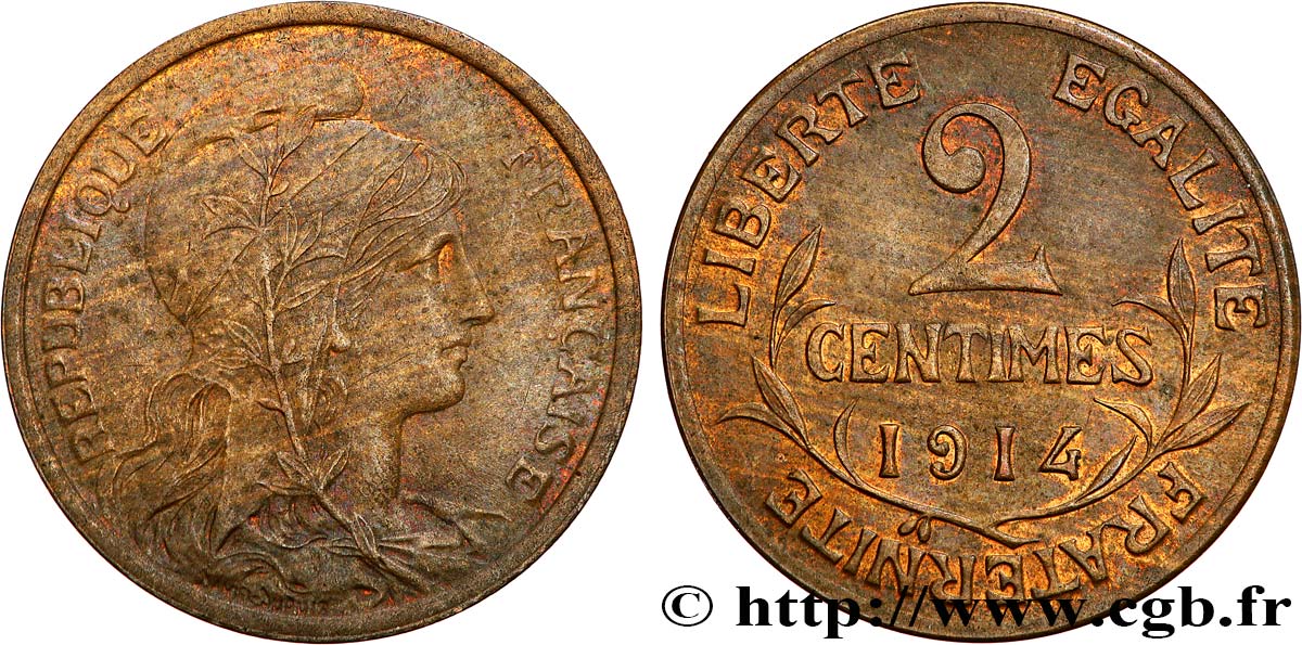 2 centimes Daniel-Dupuis 1914 Paris F.110/17 SUP55 