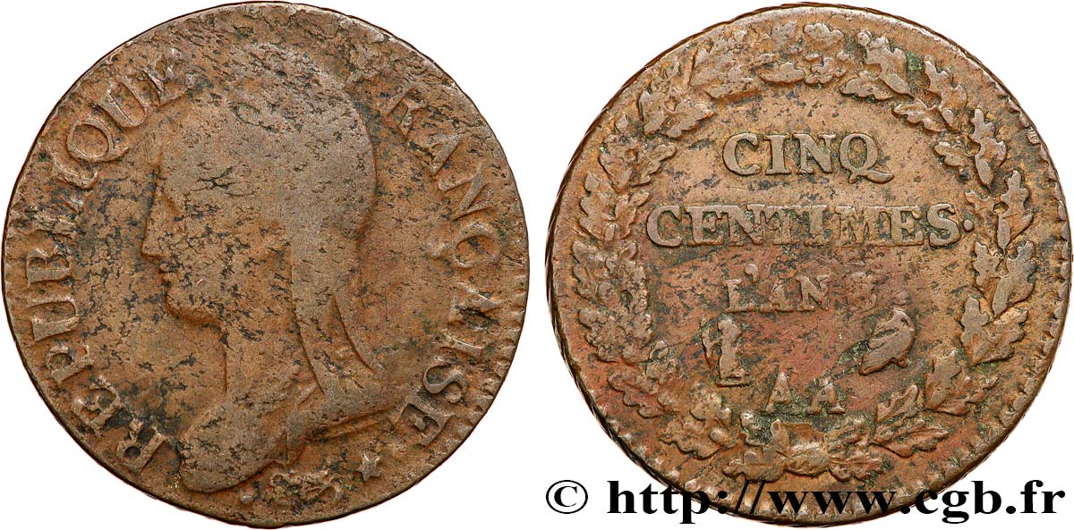 Cinq centimes Dupré, grand module 1800 Metz F.115/102 BC15 