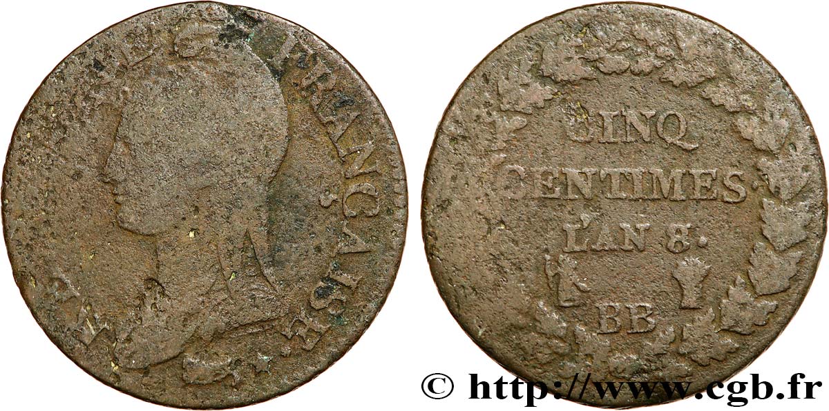 Cinq centimes Dupré, grand module 1800 Strasbourg F.115/118 B 