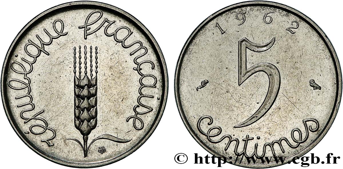 5 centimes Épi 1962  F.124/4 TTB+ 