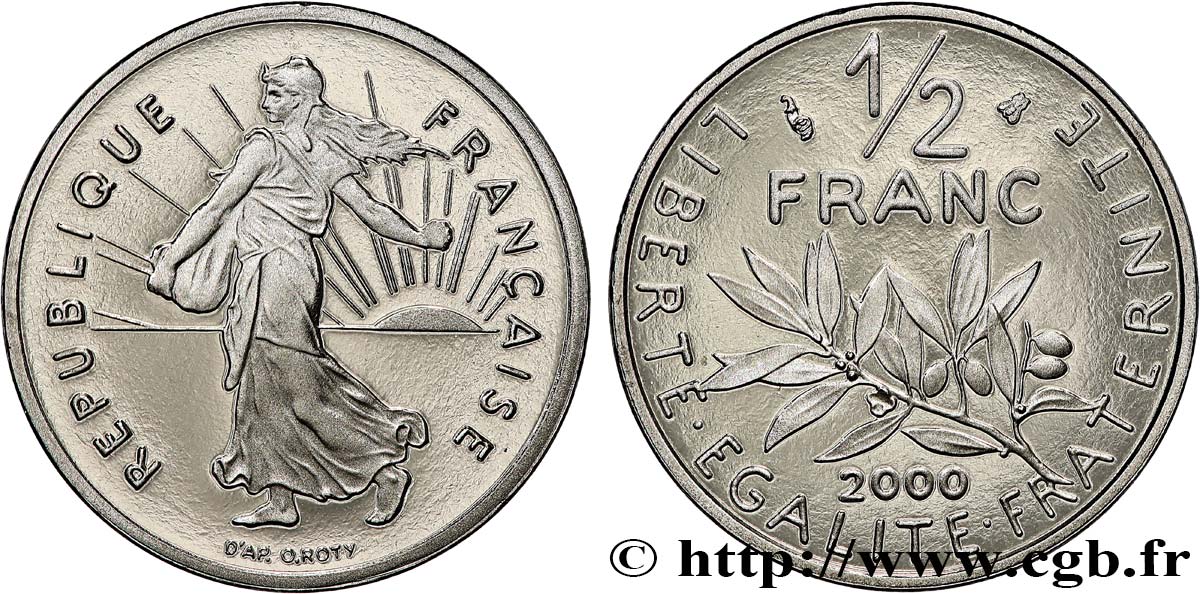 1/2 franc Semeuse, BE (Belle Épreuve) 2000 Pessac F.198/43 var. FDC 