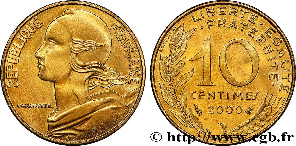10 centimes Marianne, BE (Belle Epreuve) 2000 Pessac F.144/44 var. ST 