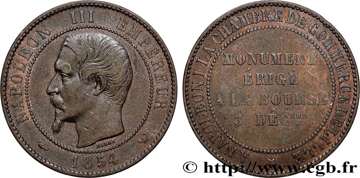 Module de dix centimes, Visite à la chambre de commerce de Lille 1854 Lille VG.3403  TTB 