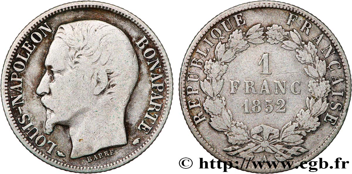 1 franc Louis-Napoléon 1852 Paris F.212/1 TB20 