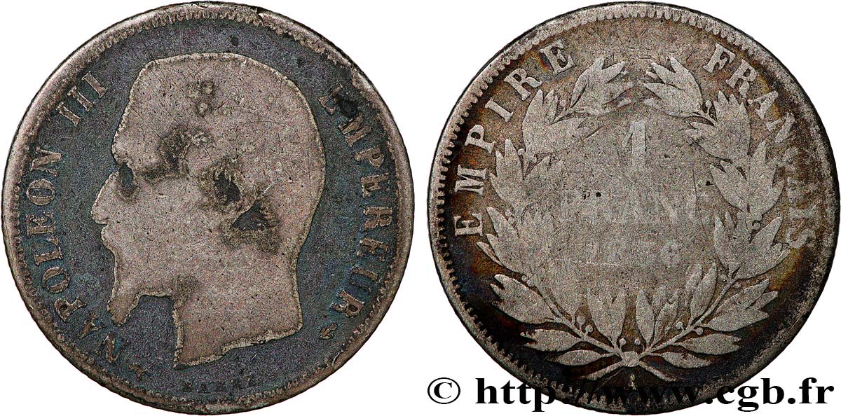 1 franc Napoléon III, tête nue 1856 Paris F.214/6 G 