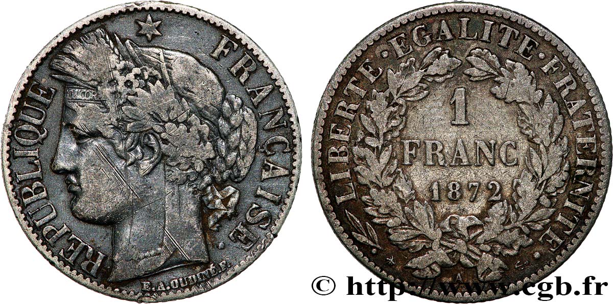 1 franc Cérès, IIIe République 1872 Paris F.216/5 TB 