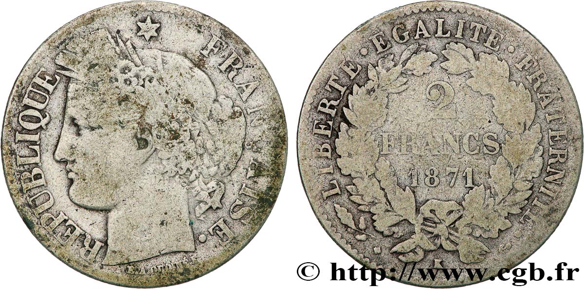 2 francs Cérès, avec légende 1871 Bordeaux F.265/7 RC12 