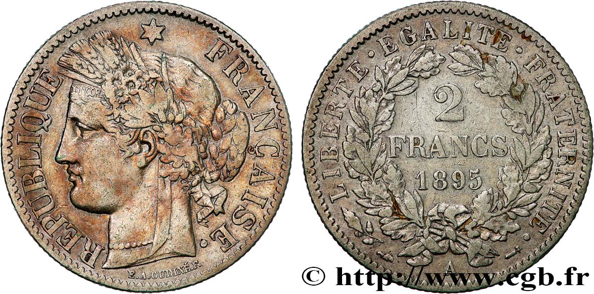 2 francs Cérès, avec légende 1895 Paris F.265/17 TB+ 