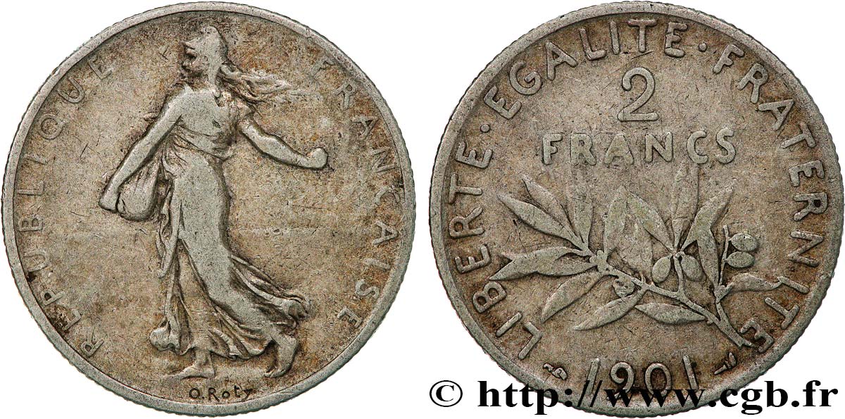 2 francs Semeuse 1901  F.266/6 MB20 