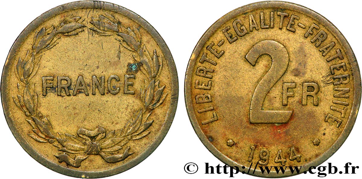 2 francs France 1944  F.271/1 TB 