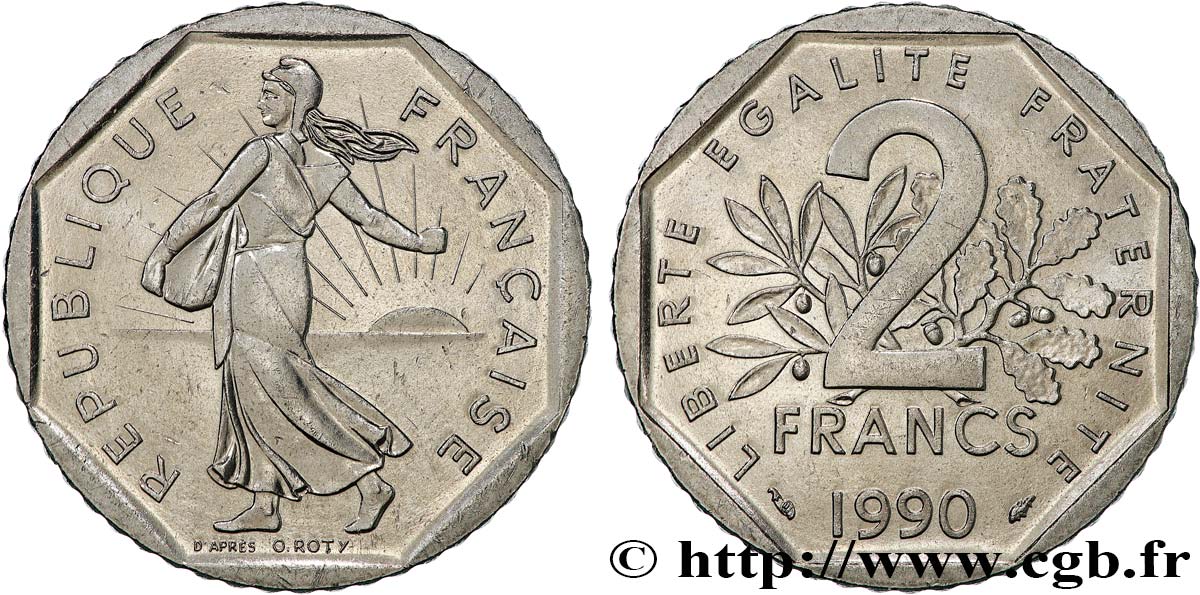 2 francs Semeuse, nickel 1990 Pessac F.272/14 SUP60 