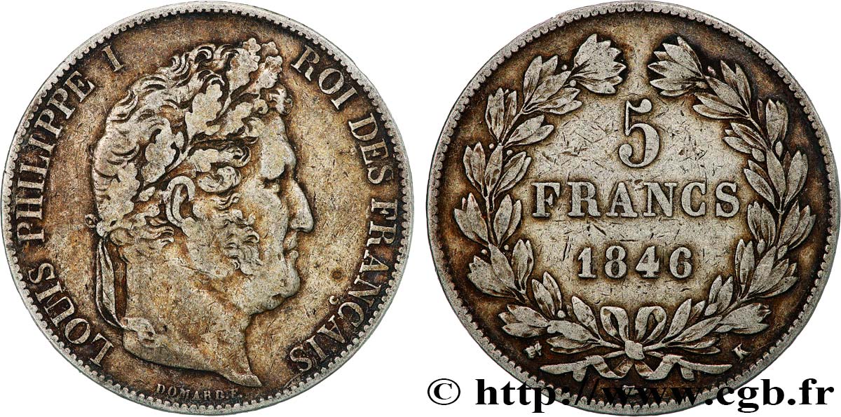 5 francs IIIe type Domard 1846 Bordeaux F.325/12 VF35 
