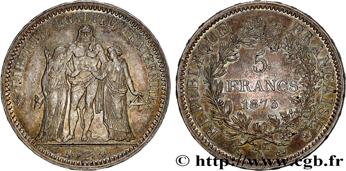5 francs Hercule 1873 Paris F.334/9 SUP58 