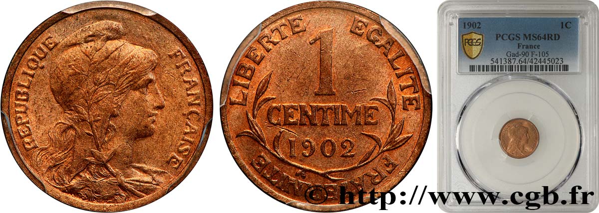 1 centime Daniel-Dupuis 1902 Paris F.105/7 MS64 PCGS
