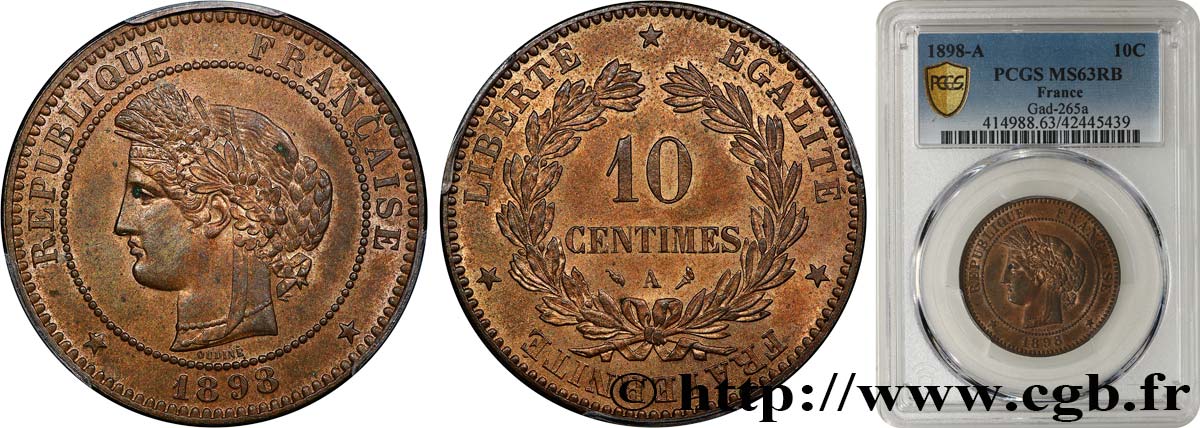 10 centimes Cérès 1898 Paris F.135/45 SPL63 PCGS